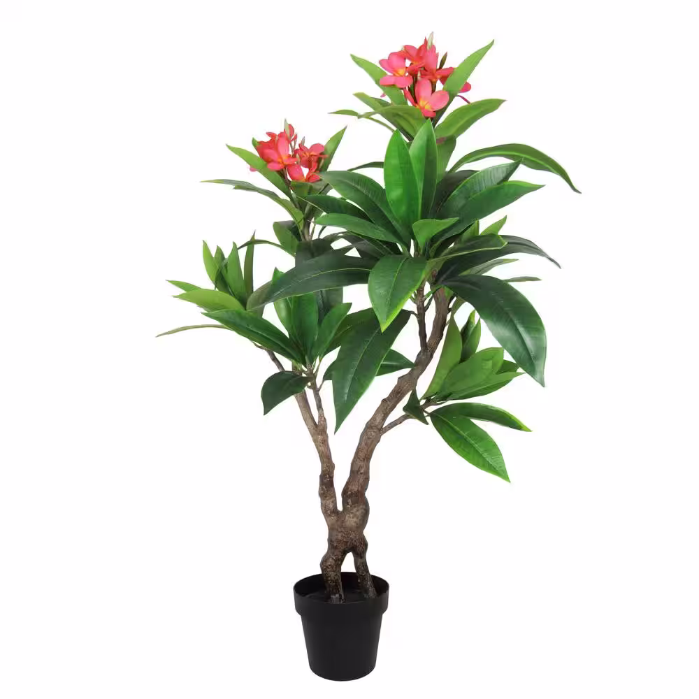 None 4 ft. Real Touch Fuchsia Artificial Plumeria Tree Tropical Plant in Pot