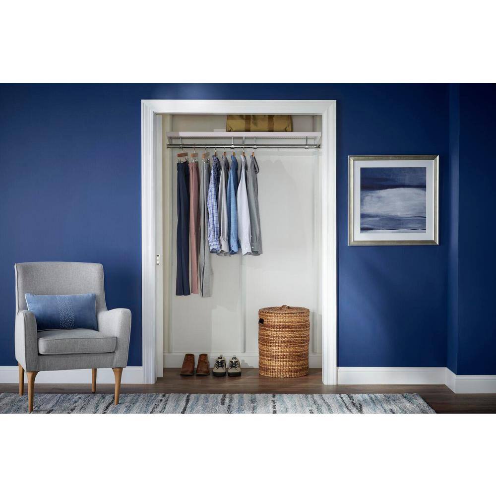 Everbilt Genevieve 4 ft. White Adjustable Closet Organizer Long Hanging Rod