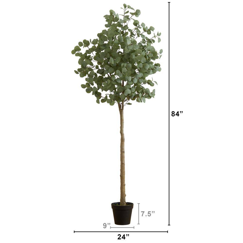Nearly Natural 84 in. Green Artificial Eucalyptus Tree in Nursery Pot