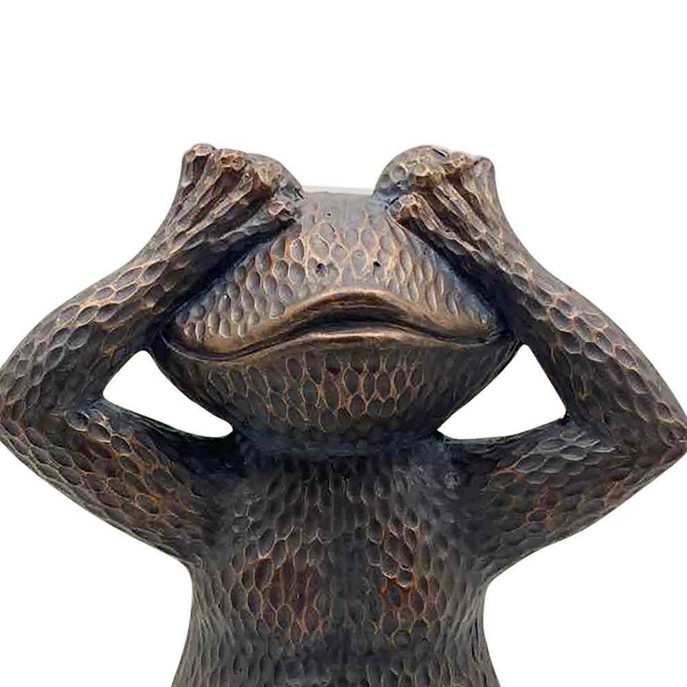 Benjara 16 in. Bronze Specialty Resin Hammered Sitting Frog Accent Decor