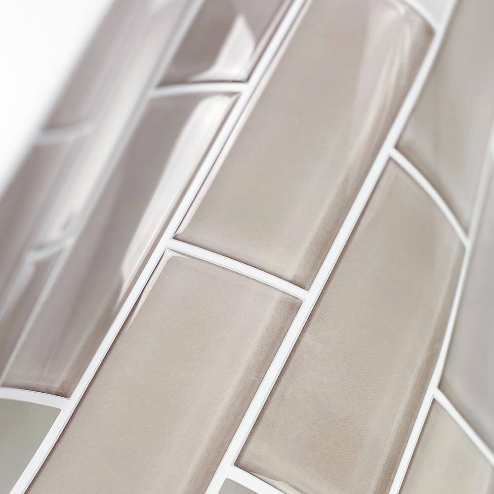 RoomMates Taupe Seaglass 10.5 in. x 10.5 in. Vinyl Peel and Stick Tiles (Total sq. ft. covered 2.45 sq. ft./4-Pack)