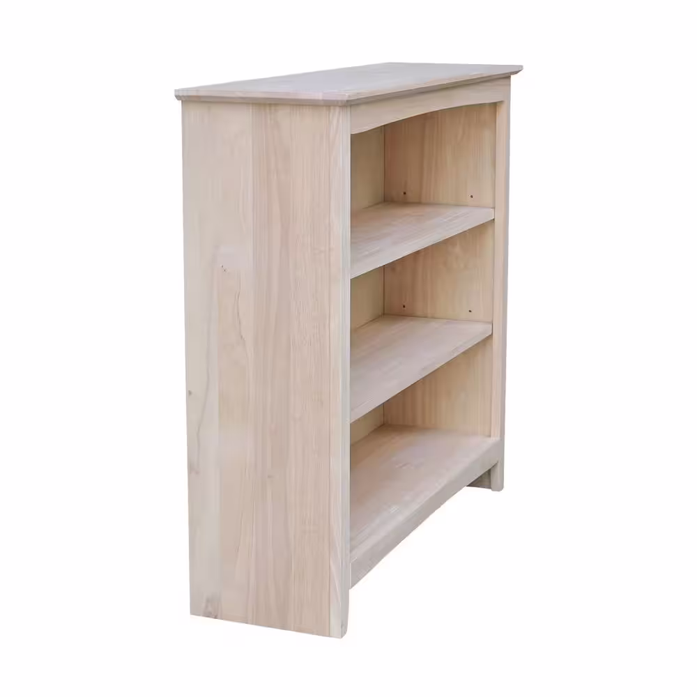 International Concepts 36 in. H Unfinished Solid Wood 3-Shelf Standard Bookcase