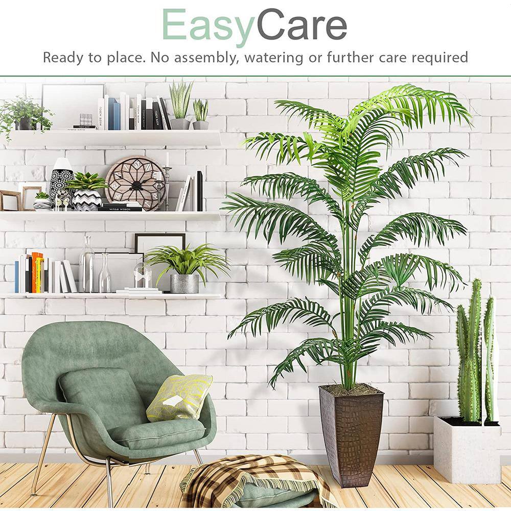 None 6 .5 FT Green Artificial Areca Palm Plant in Copper Metal Pot