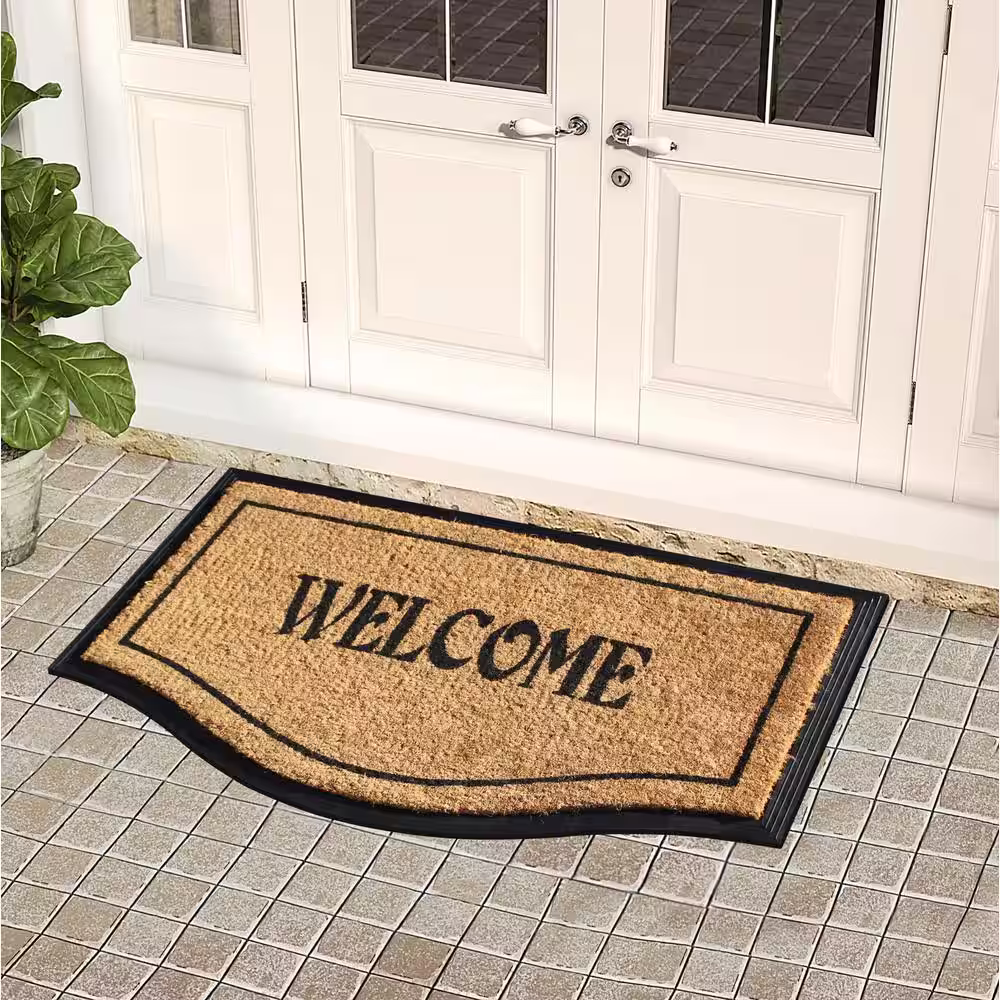 None A1HC Welcome Beige 24 in x 38 in Rubber and Coir Large Heavy-Weight Outdoor Durable Doormat