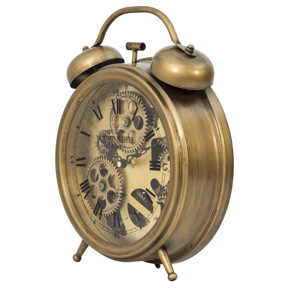 Yosemite Home Decor Brass Gears Table Top Clock