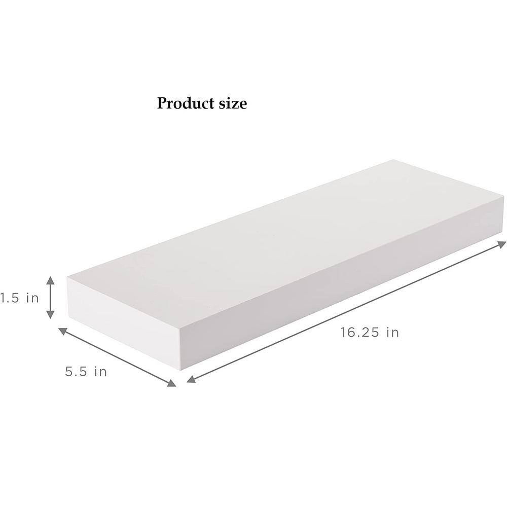 None 16.25 in. W x 5.5 in. D White Wood Composite Decorative Wall Shelf, Set of 2