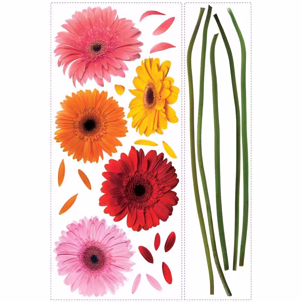 RoomMates Gerber Daisies Peel and Stick 25-Piece Wall Decals