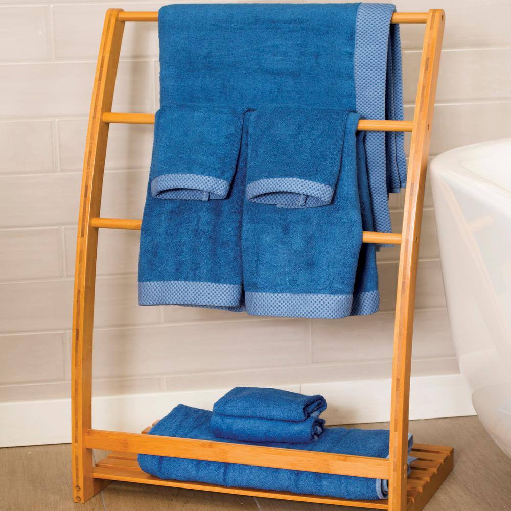 None Luxury Viscose from Bamboo Cotton Towel Set - Indigo (2 Bath Towels, 2 Hand Towels, 4 Washcloths)