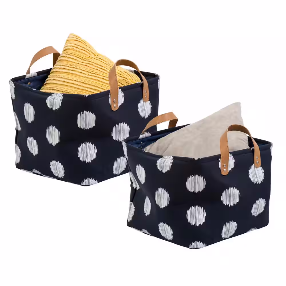 Honey-Can-Do 11 in. H x 13 in. W x 14 in. D Blue Canvas Cube Storage Bin 2-Pack