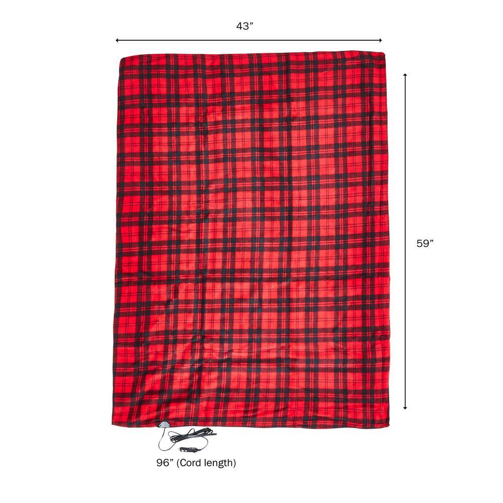 Stalwart Red Plaid Polyester Electric Throw Blanket