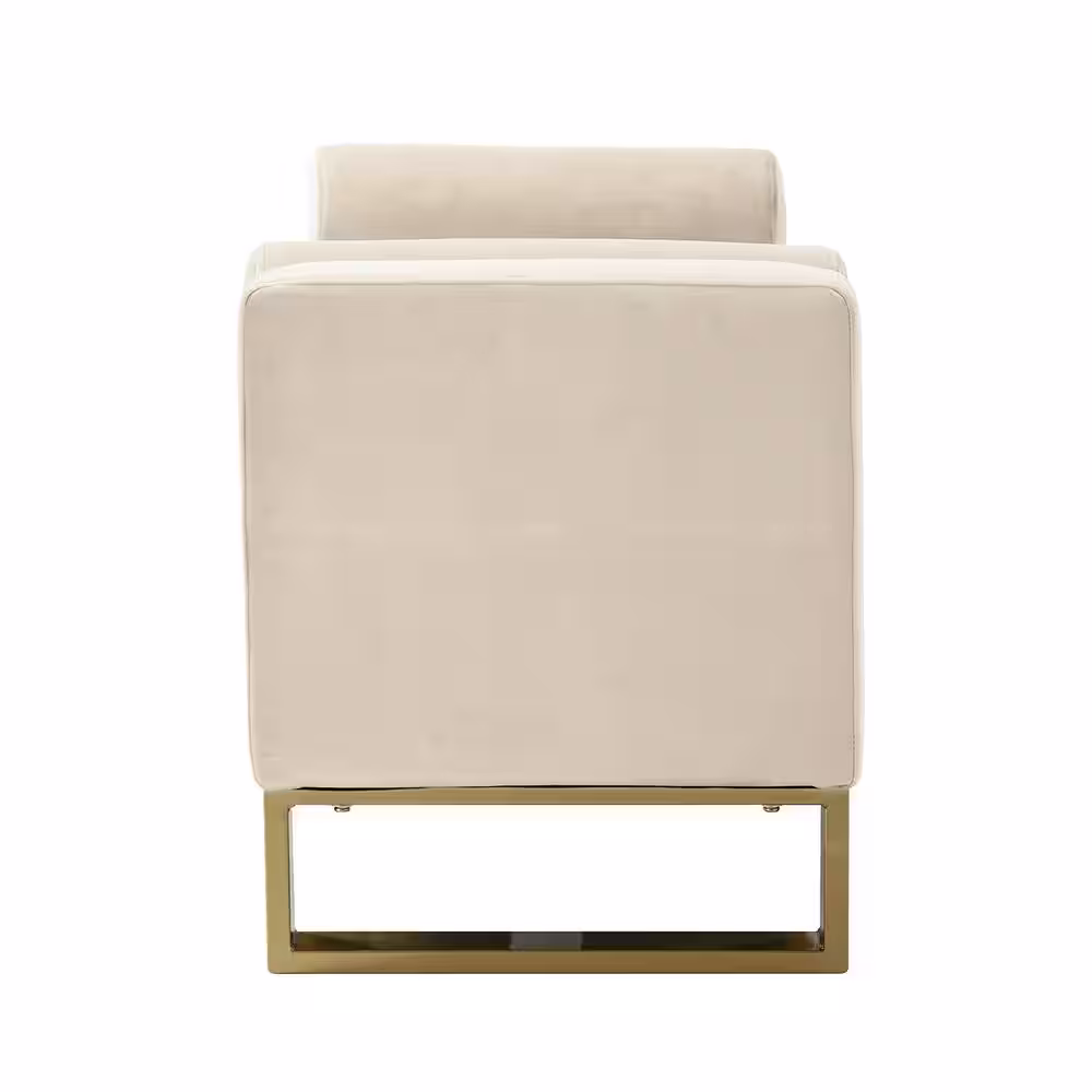 None Imelda 50.4 in. W x 20.1 in. D x 23.6 in. H Ivory Wide Storage Bedroom Bench with Metal Legs