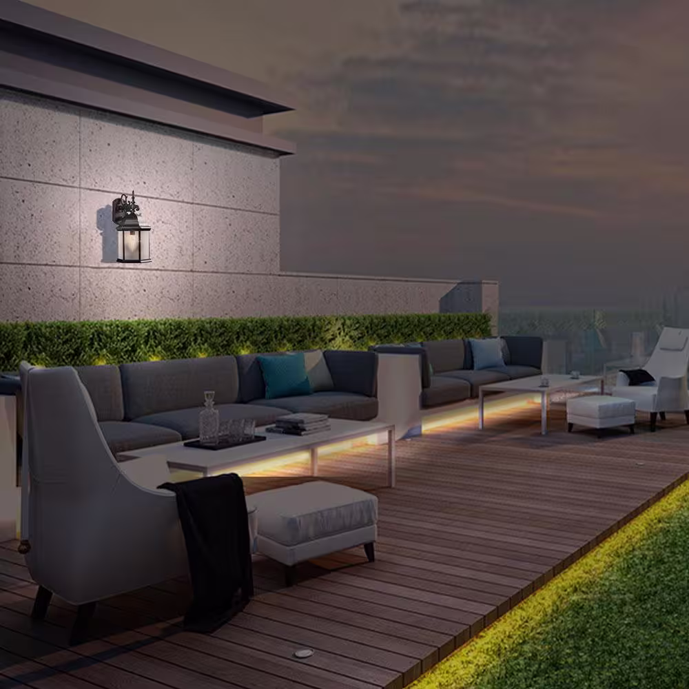 Feit Electric 100-Watt Equivalent ST19 Straight Filament Dusk to Dawn Clear Glass E26 Vintage Edison LED Light Bulb 2700K (12-Pack)