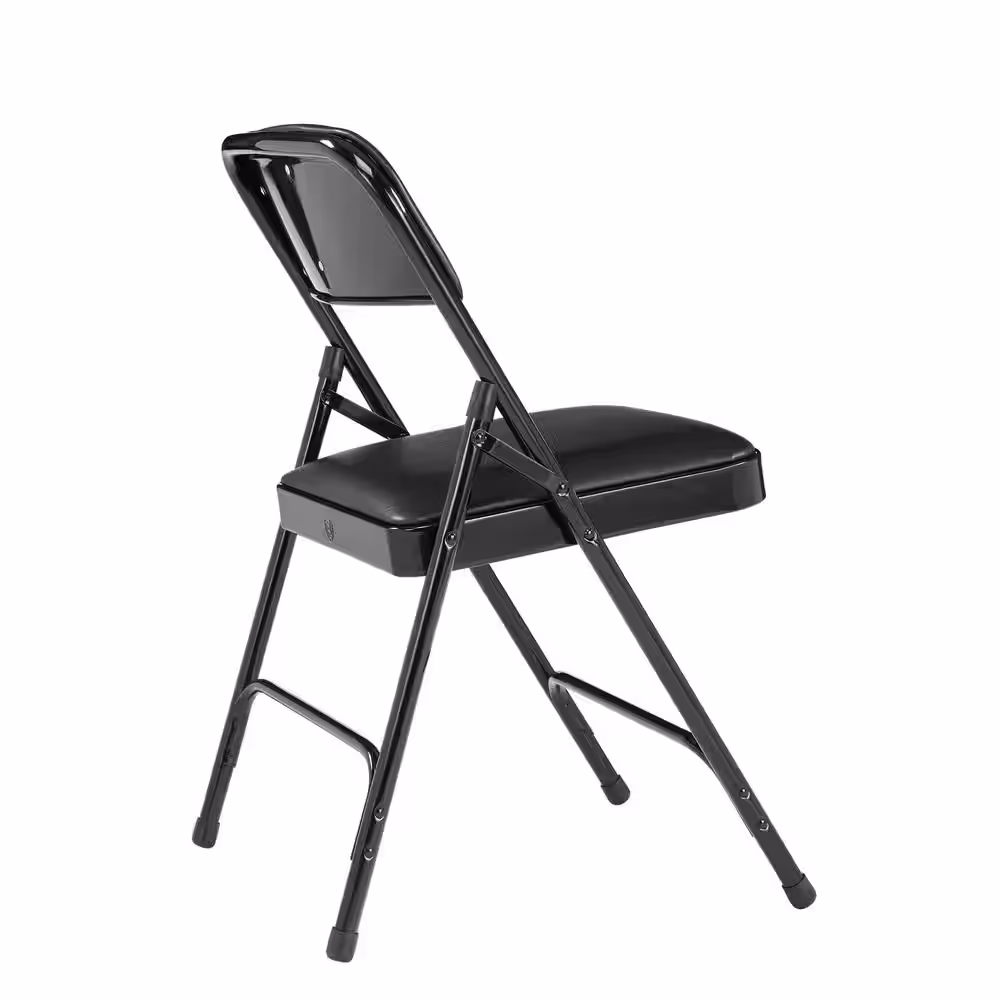 National Public Seating Black Vinyl Padded Seat Stackable Folding Chair (Set of 4)