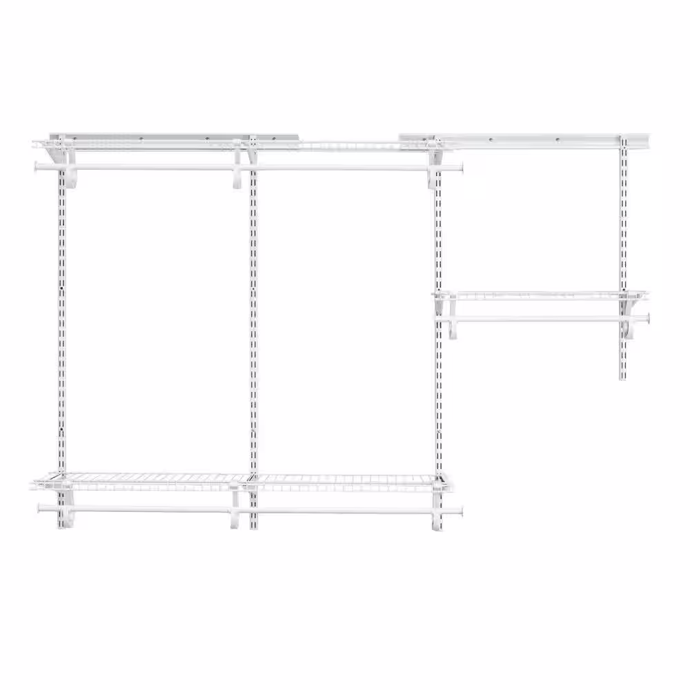 ClosetMaid ShelfTrack 72 in. W White Reach-In Wall Mount 3-Shelf Wire Closet System Organizer Kit
