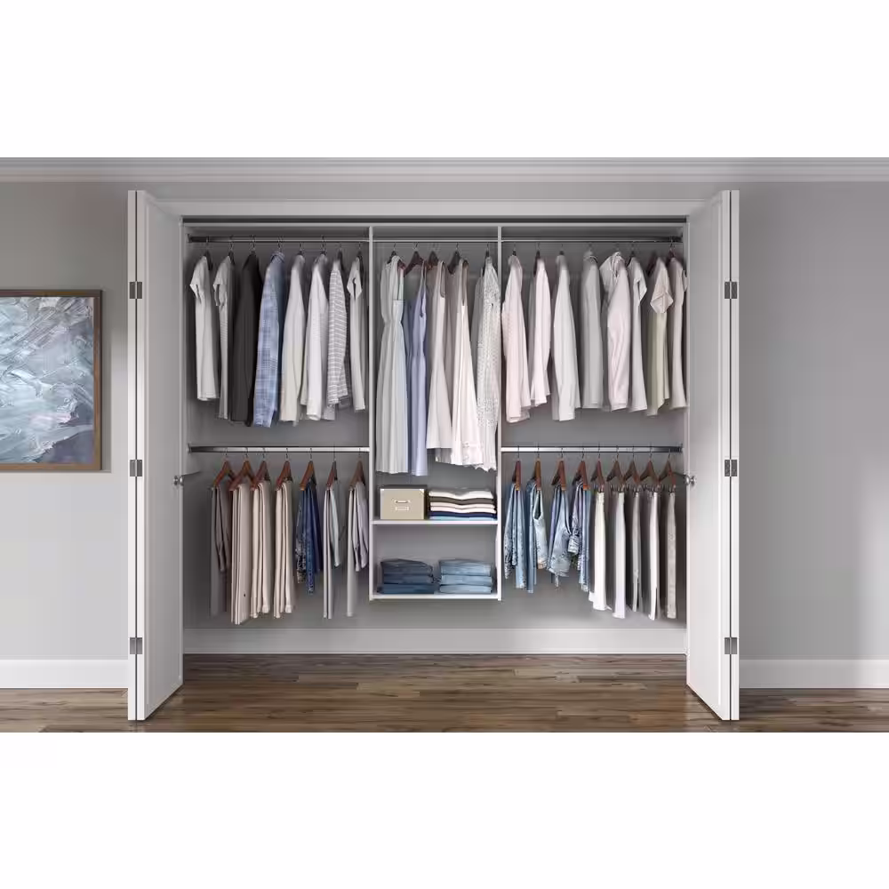 Closet Evolution Essential 60 in. W - 96 in. W White Wood Closet System