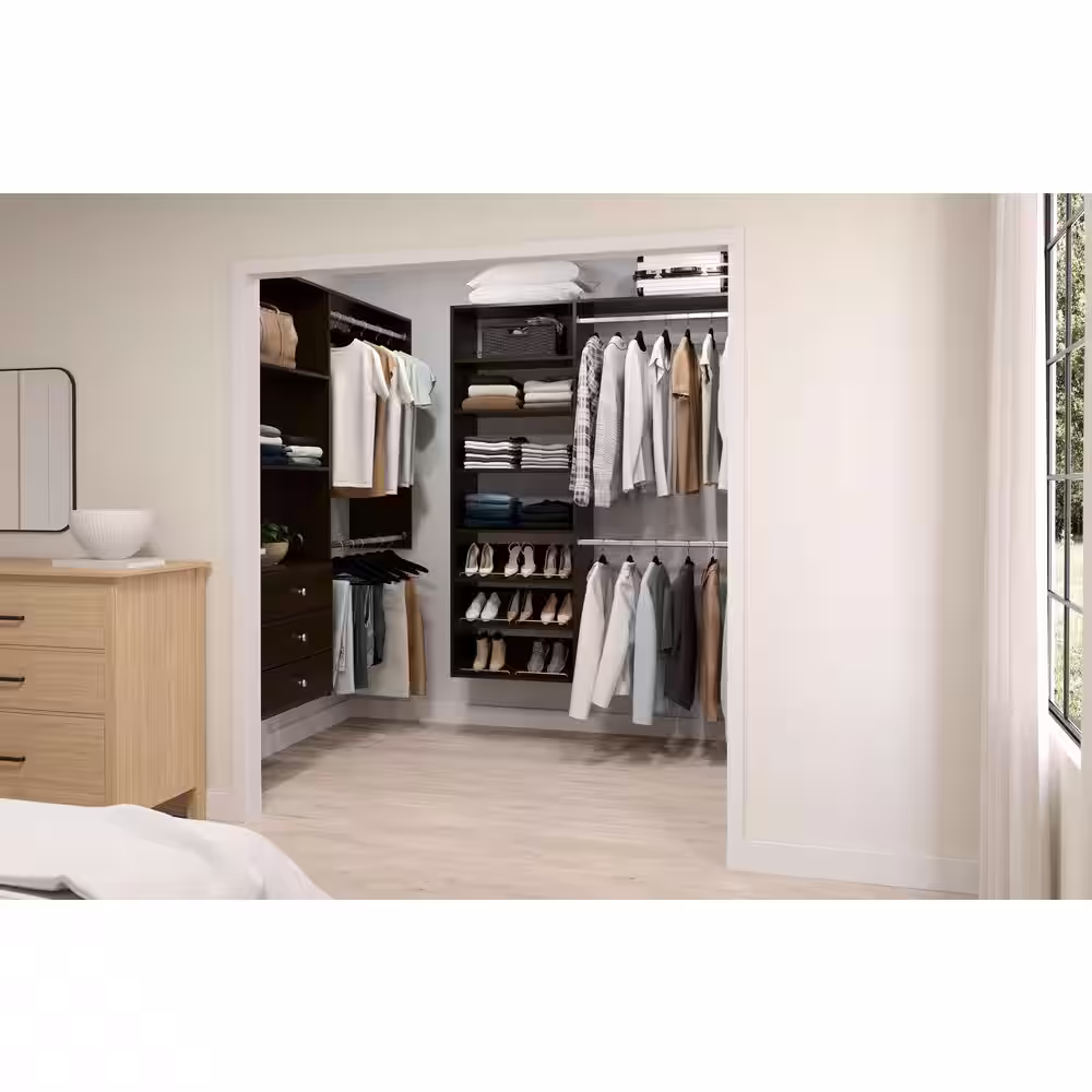 Closet Evolution Classic 36 in. W . - 60 in. W Espresso Wood Closet System