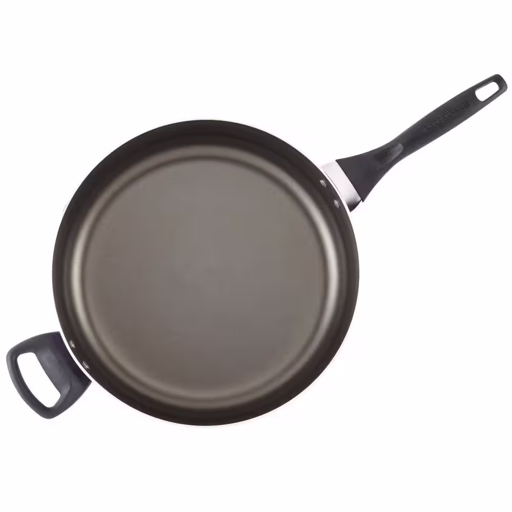 Farberware Dishwasher Safe 12 in. Aluminum Nonstick Skillet in Black with Glass Lid
