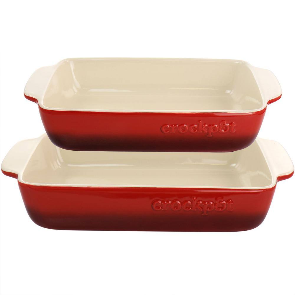 Crock-Pot Artisan 2-Piece Stoneware Baking Pan Set in Gradient Red