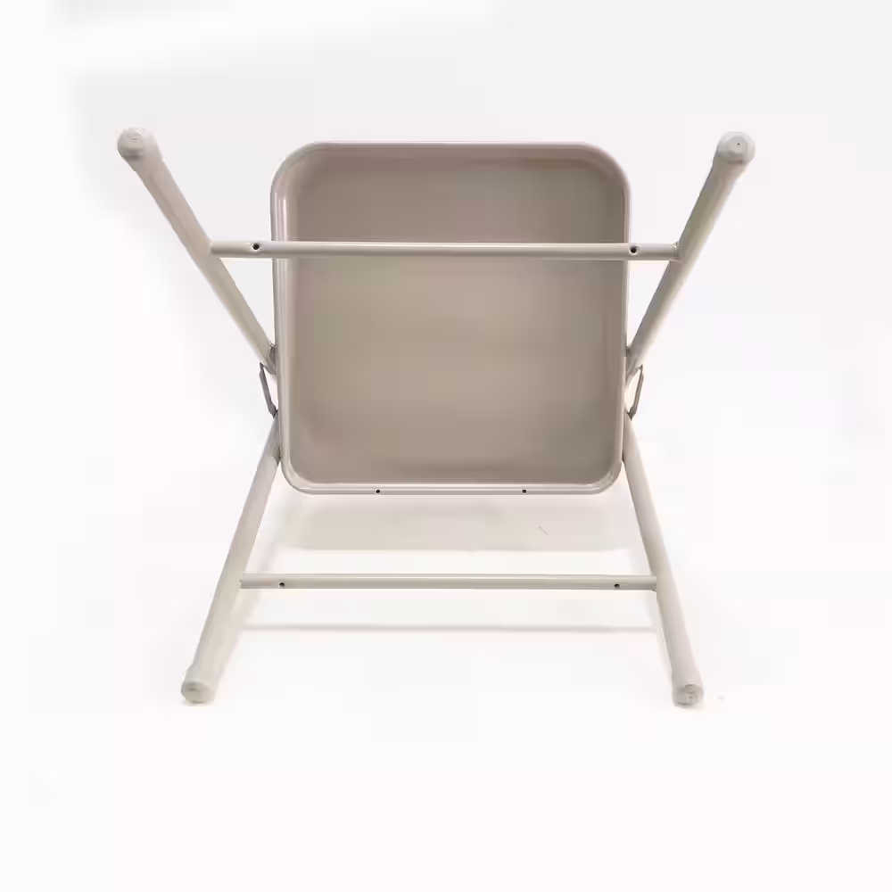 None Beige Metal Stackable Folding Chair