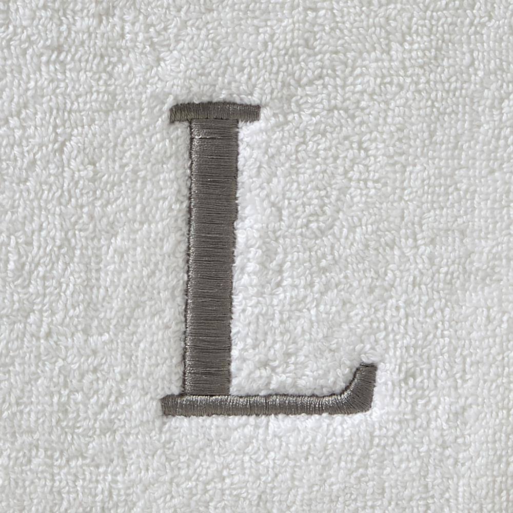 SKL Home Casual Monogram Letter L Bath Towel, white, cotton