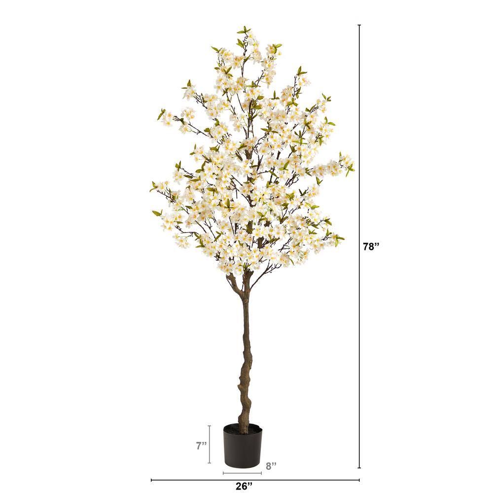 Nearly Natural 6.5 ft. Artificial Apple Flower Tree