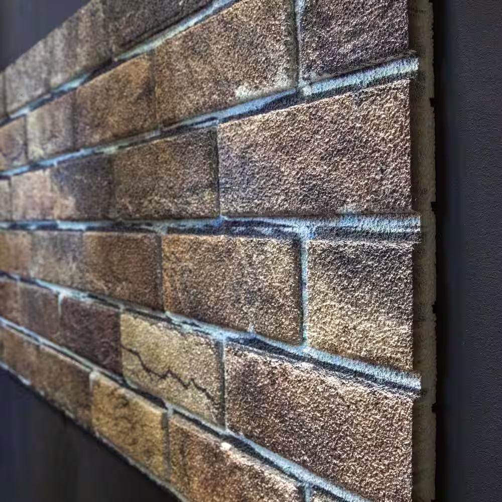 Dundee Deco Falkirk Uffcott III 39.4 in. x 19.7 in. Brown Beige Faux Brick Styrofoam 3D Decorative Wall Panel (10-Pack)