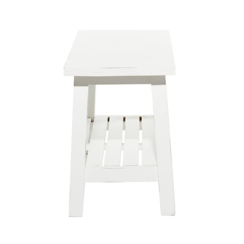 Litton Lane White Single Shelf Bench 19 in. X 36 in. X 13 in.