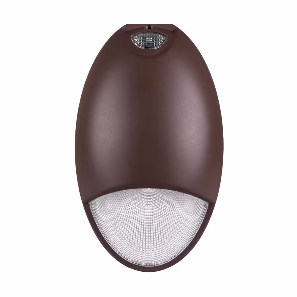 NICOR EOT Series 75-Watt Equivalent Integrated LED Bronze Outdoor Teardrop Emergency Wall Pack Light with Photocell, 5000K