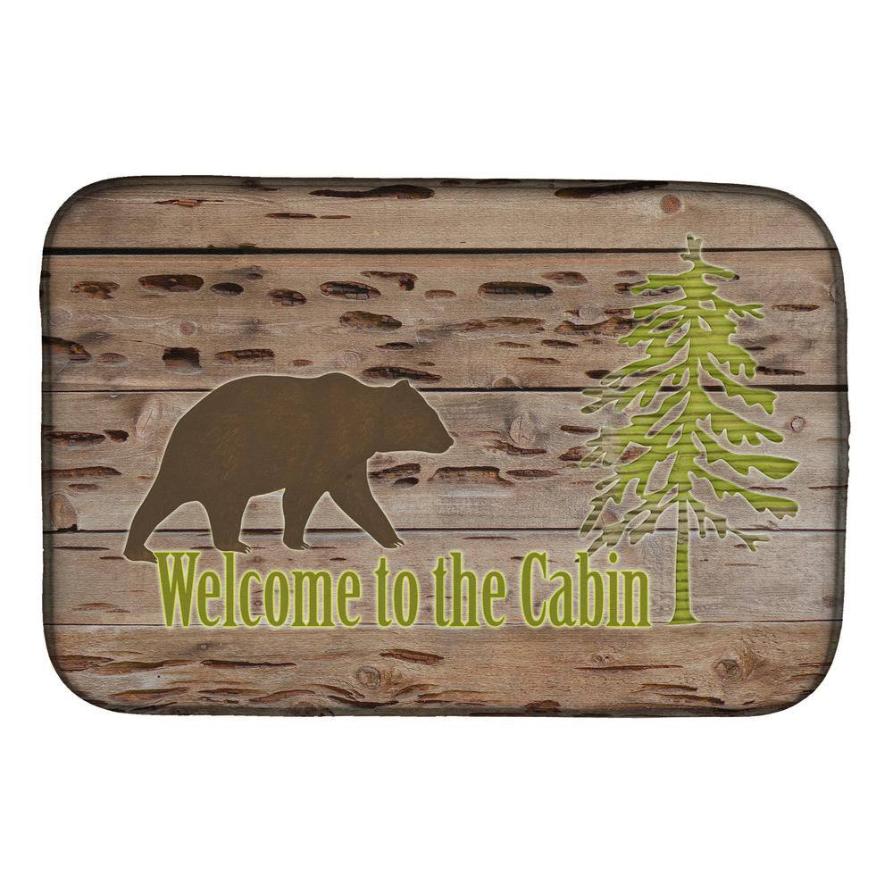 Caroline's Treasures 14 in. x 21 in. Welcome to the Cabin Dish Drying Mat