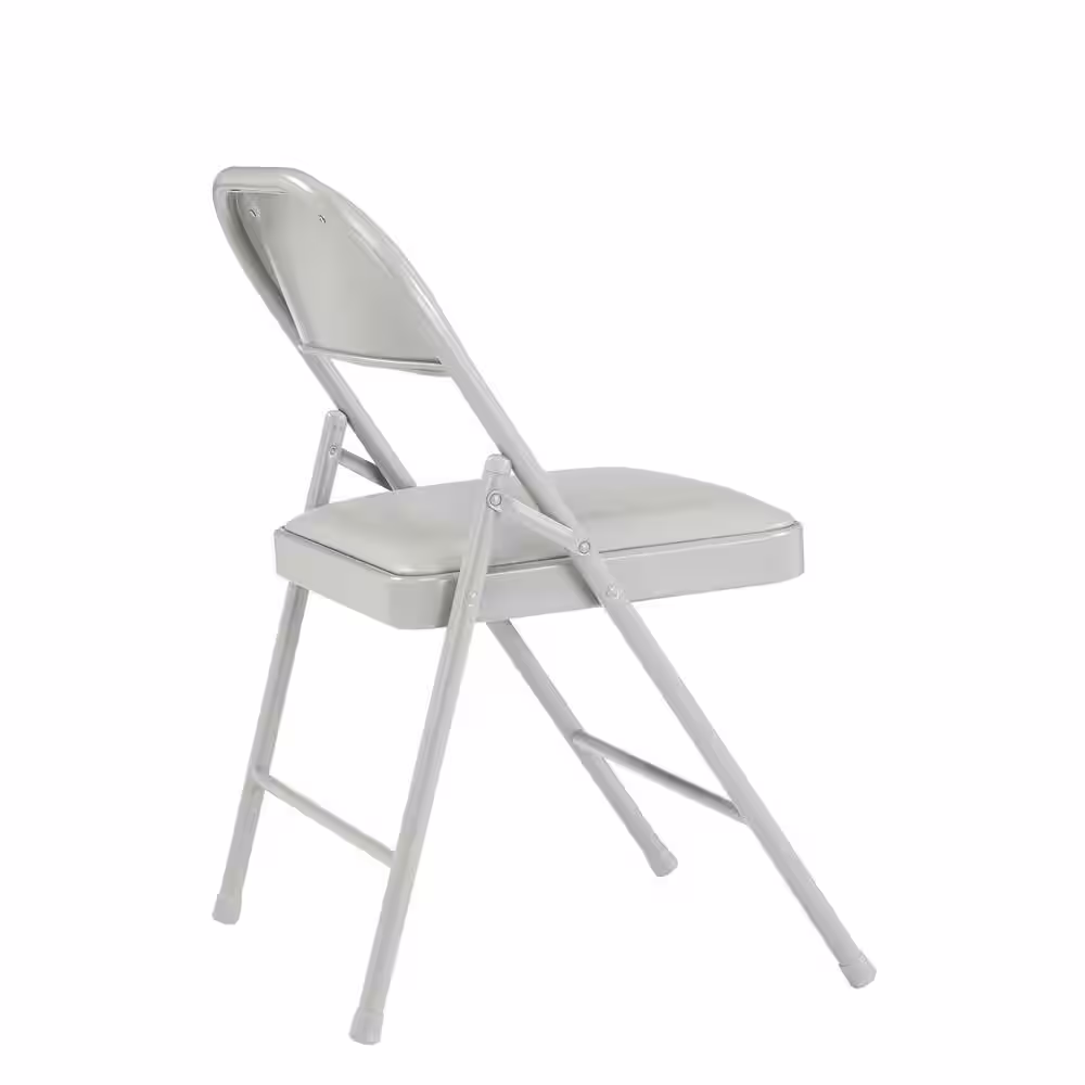 National Public Seating Gray Vinyl Padded Seat Stackable Folding Chair (Set of 4)