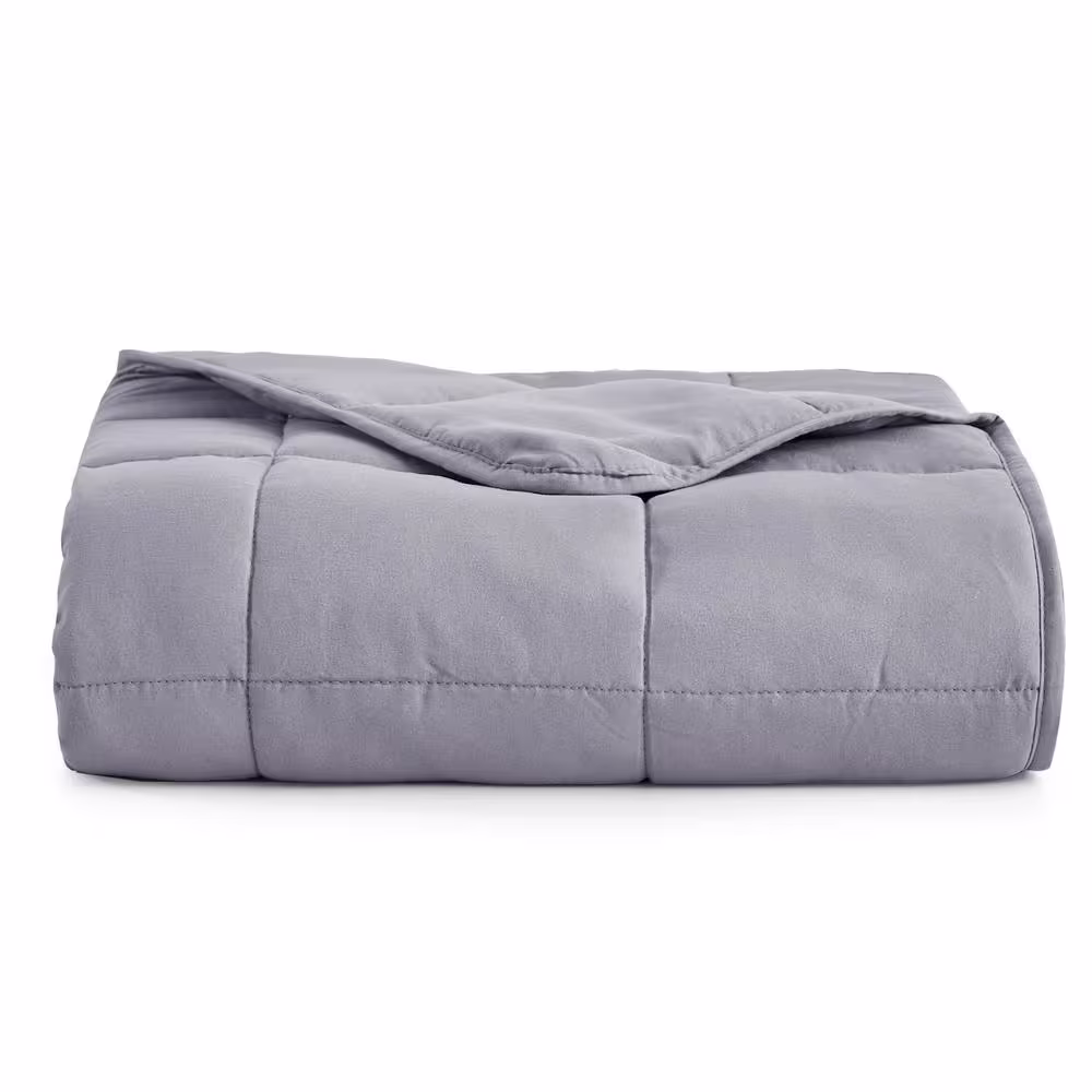 None Grey Microfiber 48 in. x 72 in. 12 lb. Weighted Blanket