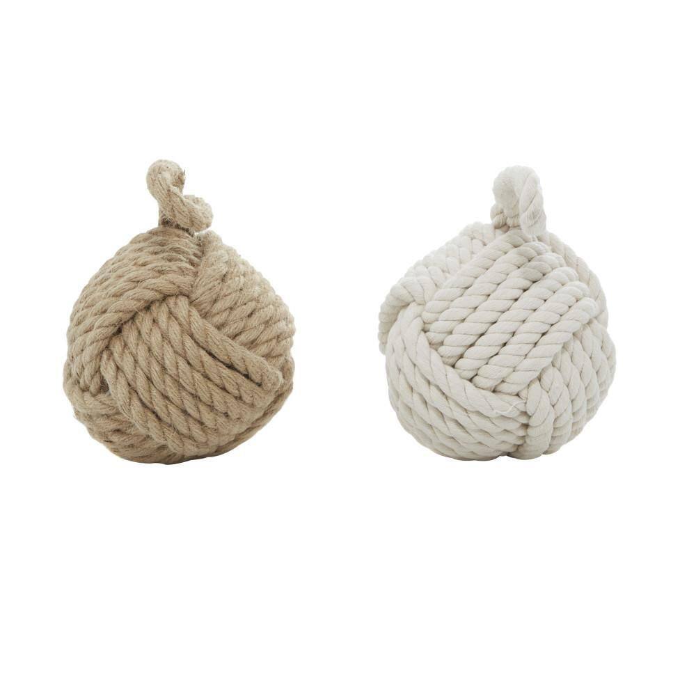 Litton Lane Multi Colored Jute Knot Sculpture with Hanging Loop (Set of 2)