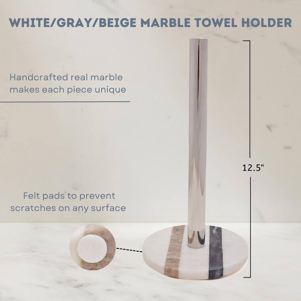 None Marble Counter Mount White Paper Towel Holder