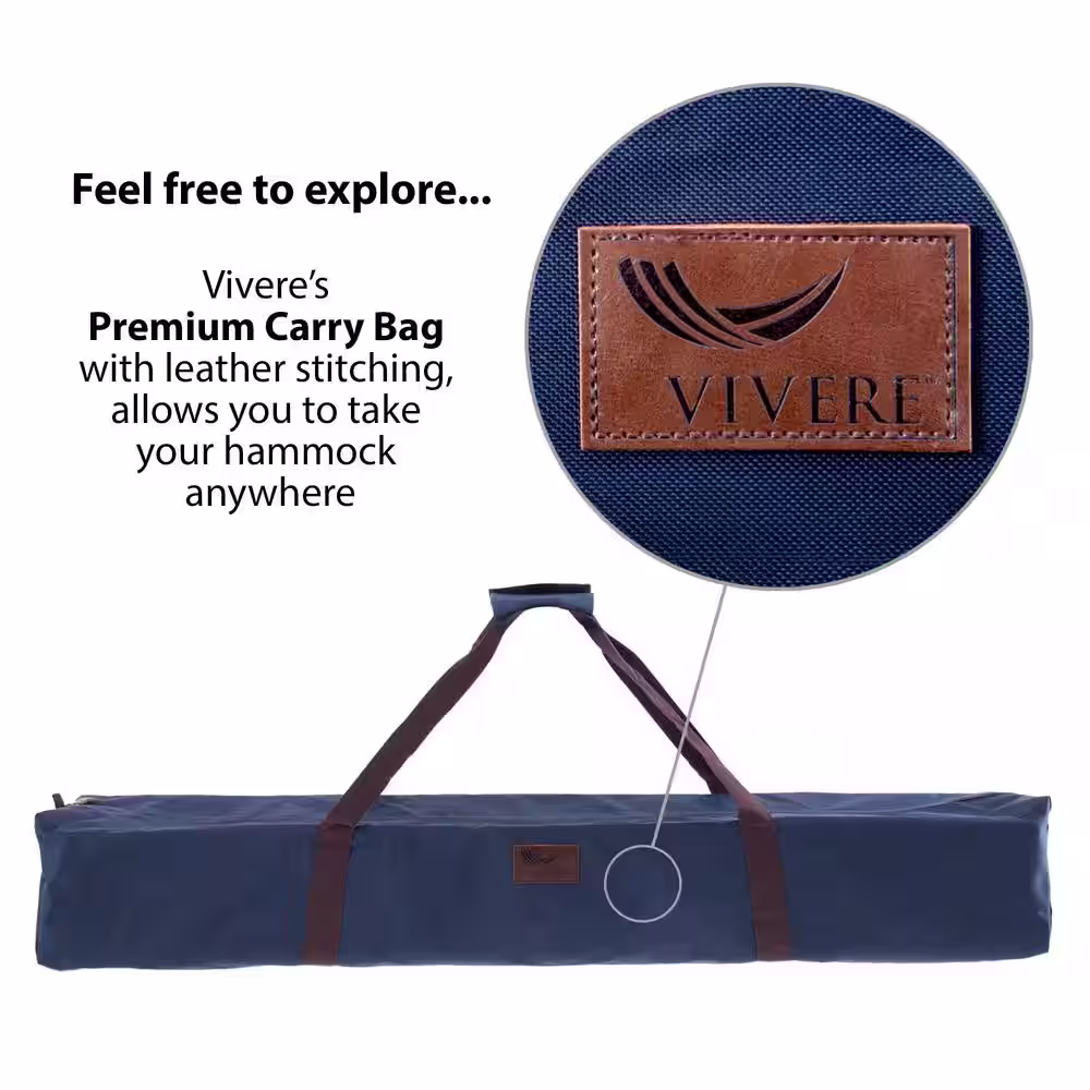 Vivere 9 ft. Portable Cotton Hammock with Stand in Blue Lagoon