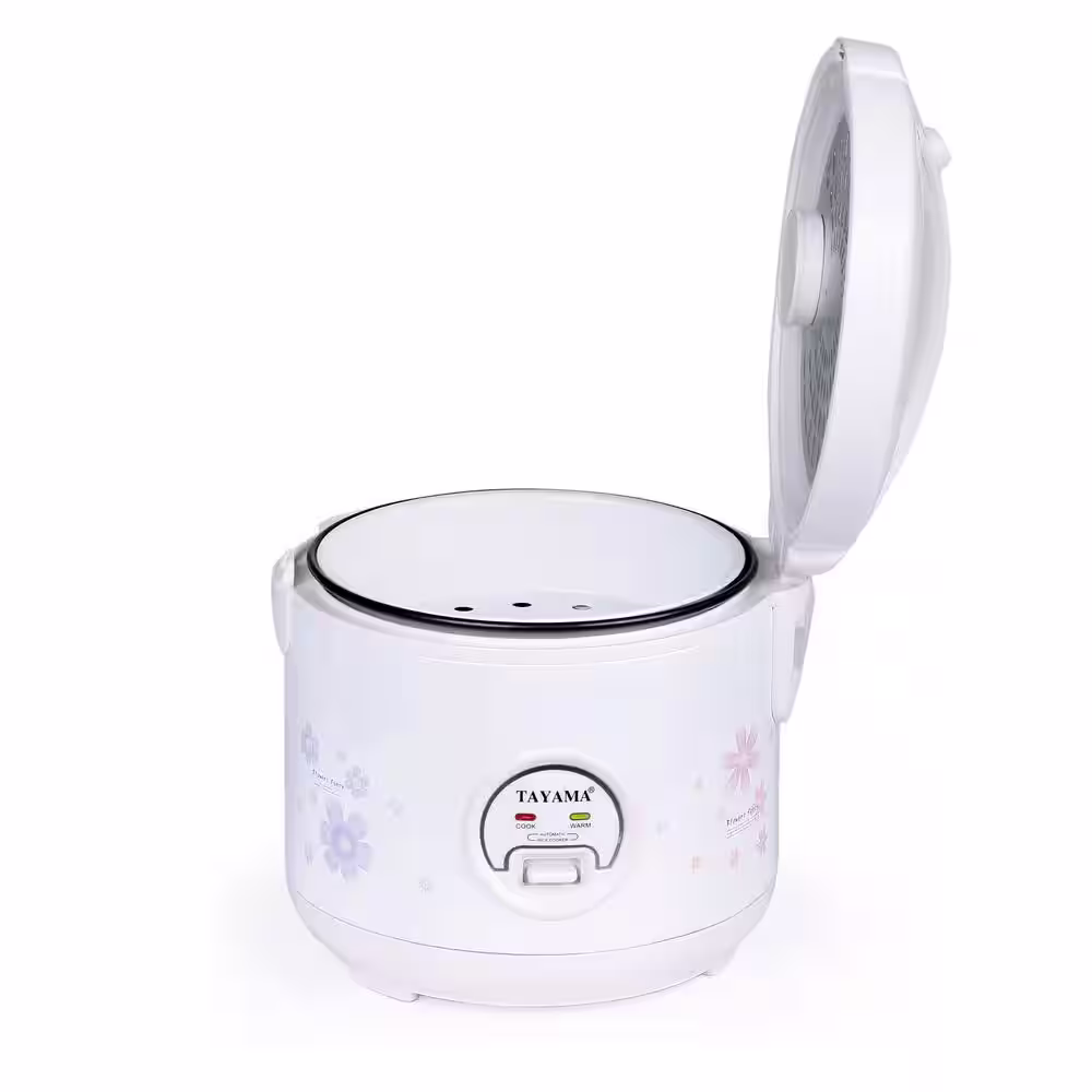 Tayama 16-Cup White Rice Cooker with Steamer and Non-Stick Inner Pot