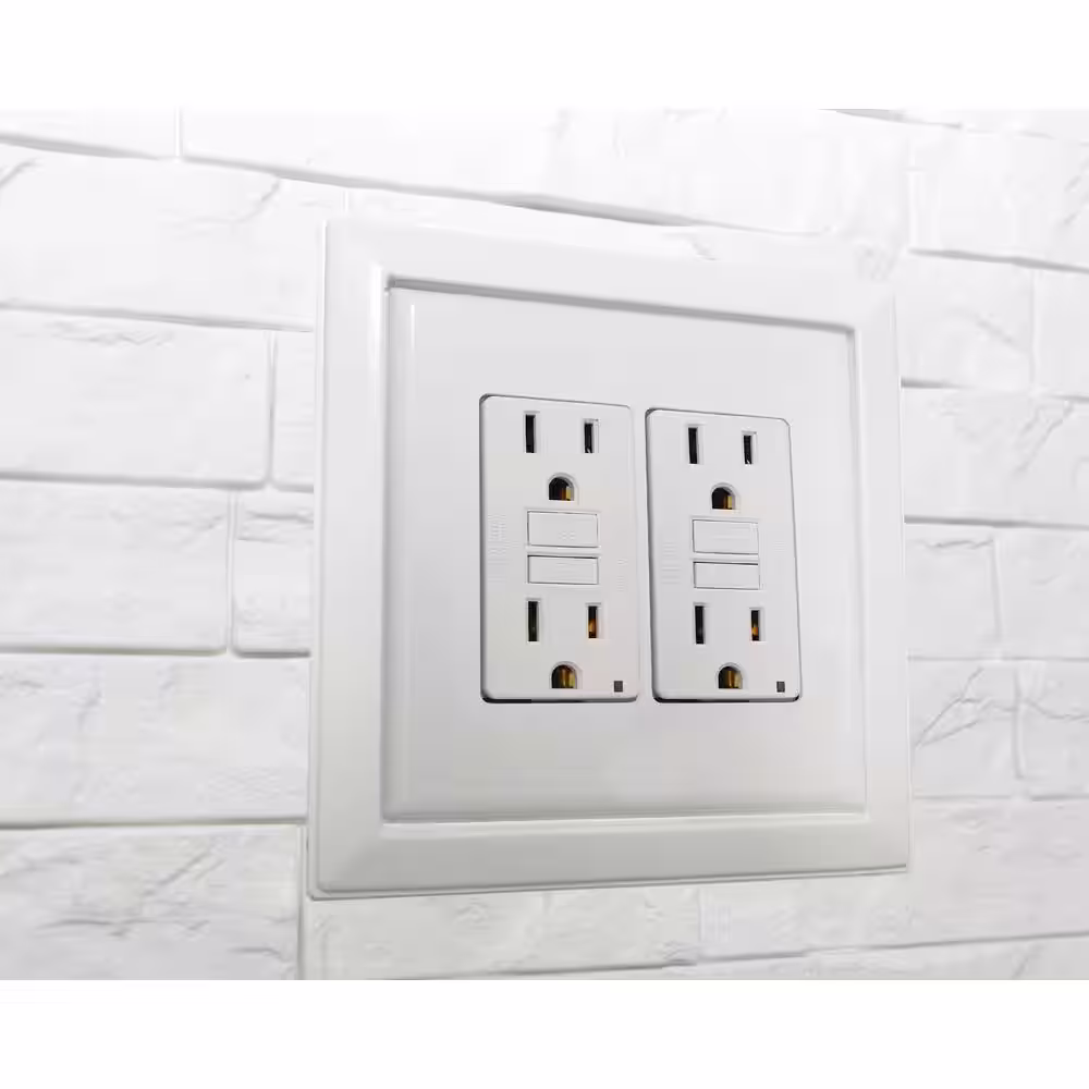 None 5.9 in. x 5.9 in. White Double Outlet Cover for Innovera Decor Backsplash and Interlocking Wall Paneling (2-Pieces)