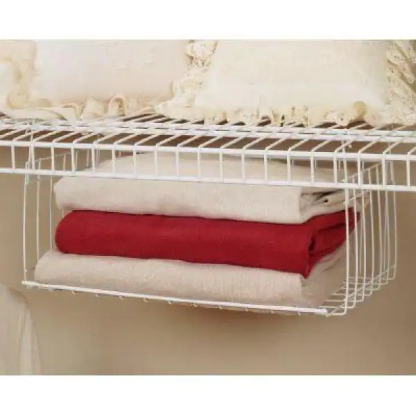 ClosetMaid 7.8 in. H x 17 in. W White Steel 1-Drawer Wide Mesh Wire Basket