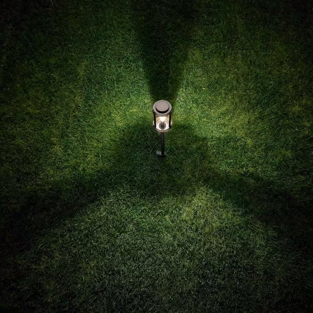 Hampton Bay Collier Low Voltage Gray Wood Outdoor Landscape Path Light with Clear Seedy Glass