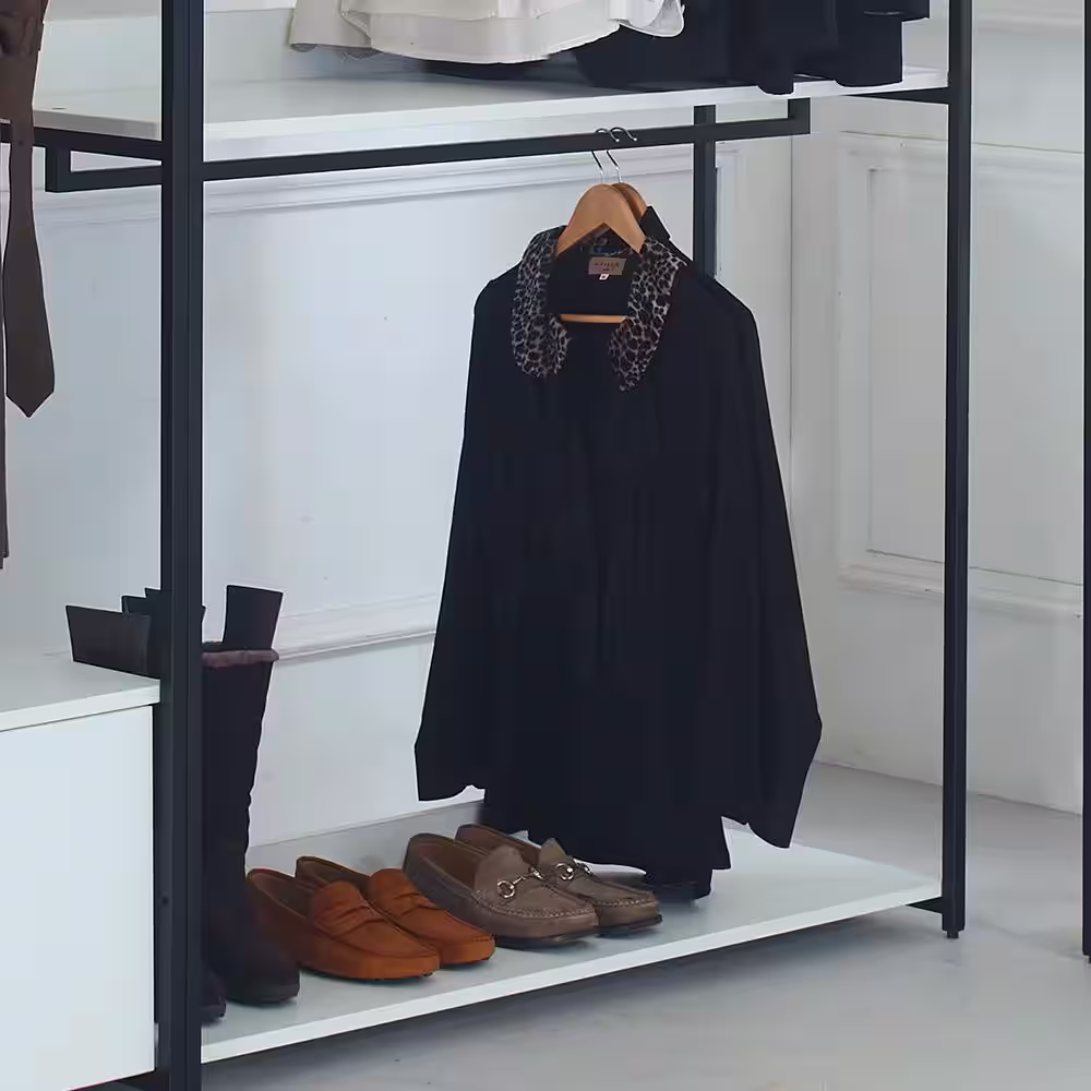 None Fiona 143 in. W White Freestanding 4 Tower System 8 -Shelf Walk in Wood Closet System with Metal Frame