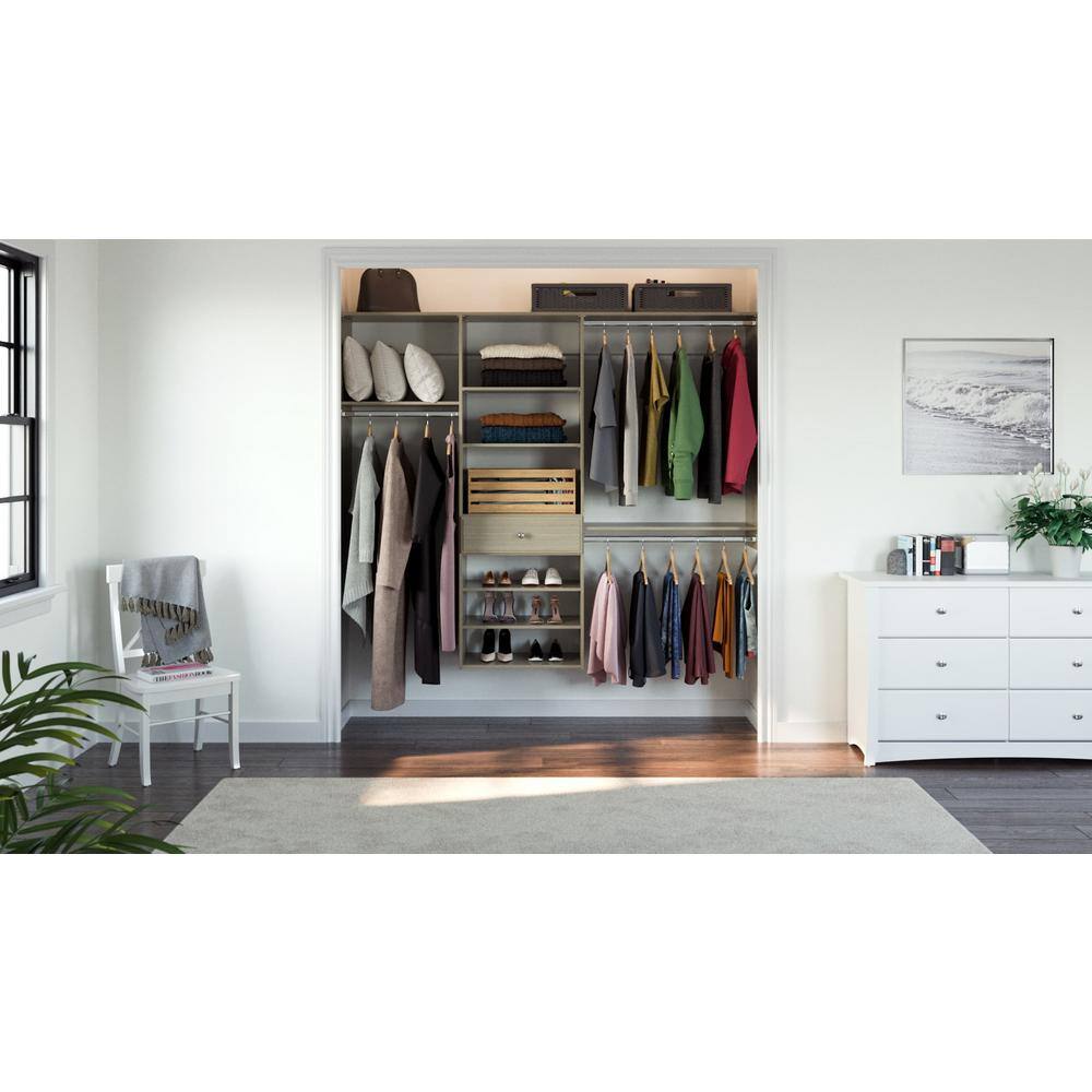 Closet Evolution 14 in. D x 84 in. W x 72 in. H Rustic Grey Perfect Fit Wood Closet Kit