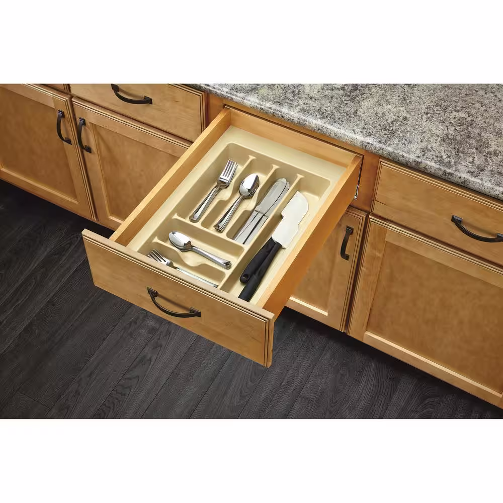 Rev-A-Shelf 2.375 in. H x 14.25 in. W x 21.25 in. D Medium Almond Cutlery Tray Drawer Insert
