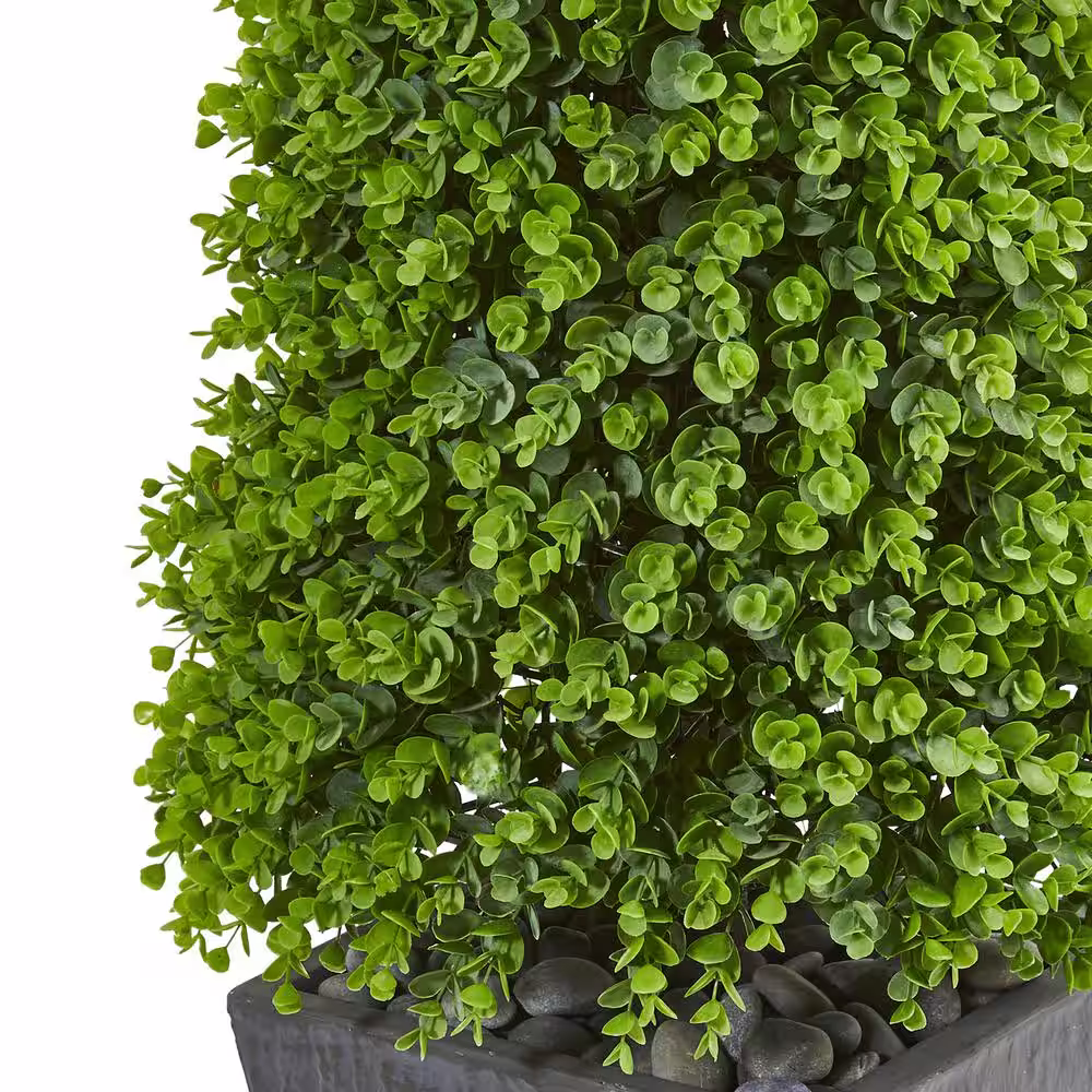 Nearly Natural Indoor/Outdoor 57 Eucalyptus Topiary Artificial Tree in Slate Planter
