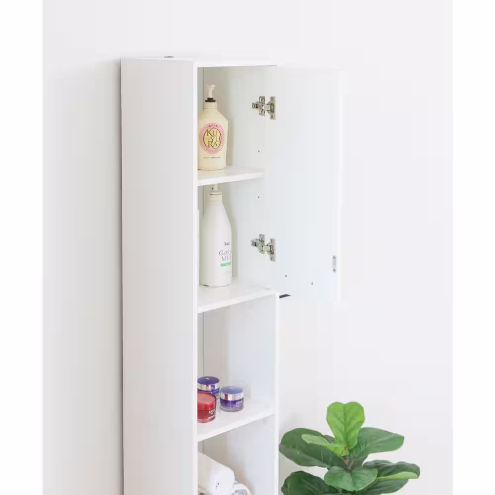 Basicwise Victoria Ready to Assemble 11.75 in. x 76.75 in. x 11.75 in. Wooden Standing Bath Linen Tower Cabinet in White
