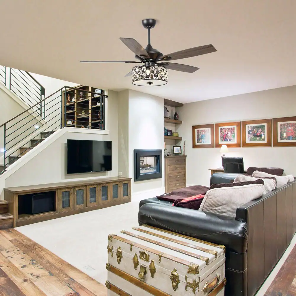 matrix decor 52 in. Indoor Matte Black Crystal Chandelier Ceiling Fan with Light and Remote Control