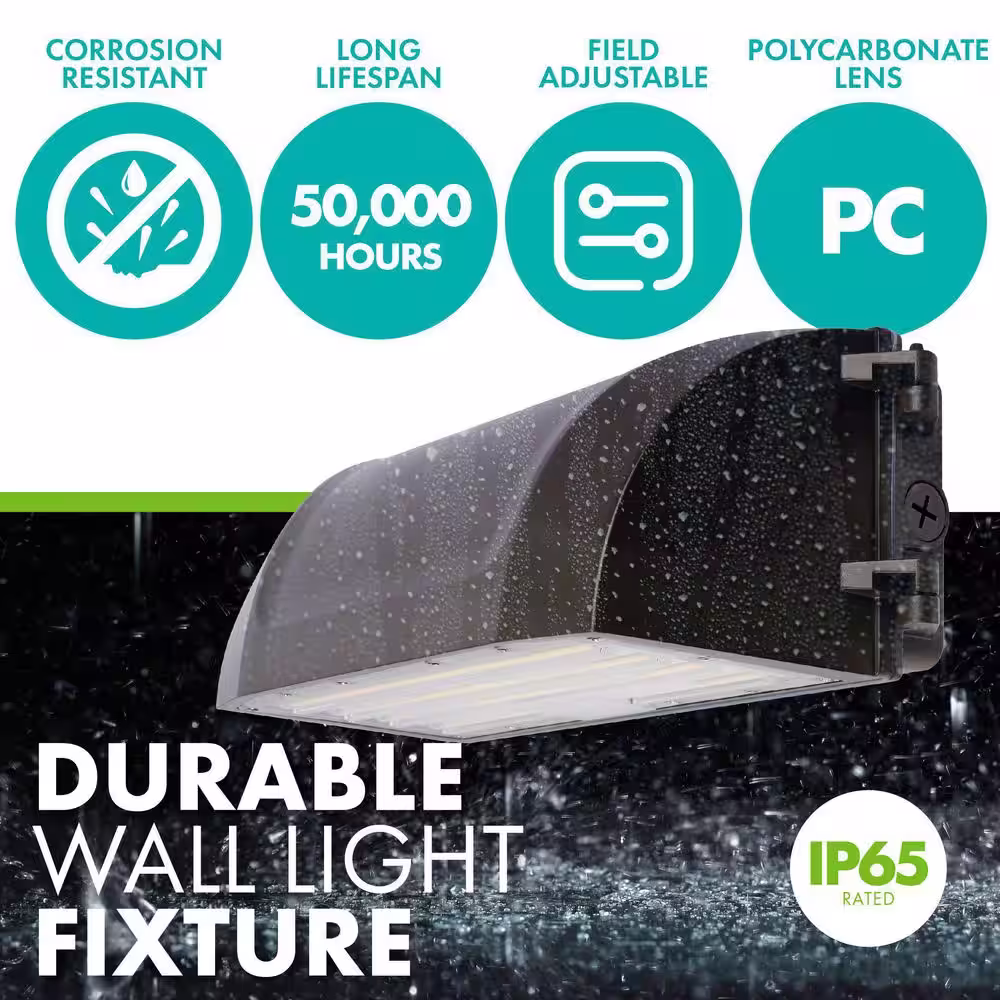 Simply Conserve 80-Watt 175-Watt Equivalent Integrated LED Bronze Wet Rated Adjustable Full Cut-Off Wall Pack Light 3000K/4000K/5000K