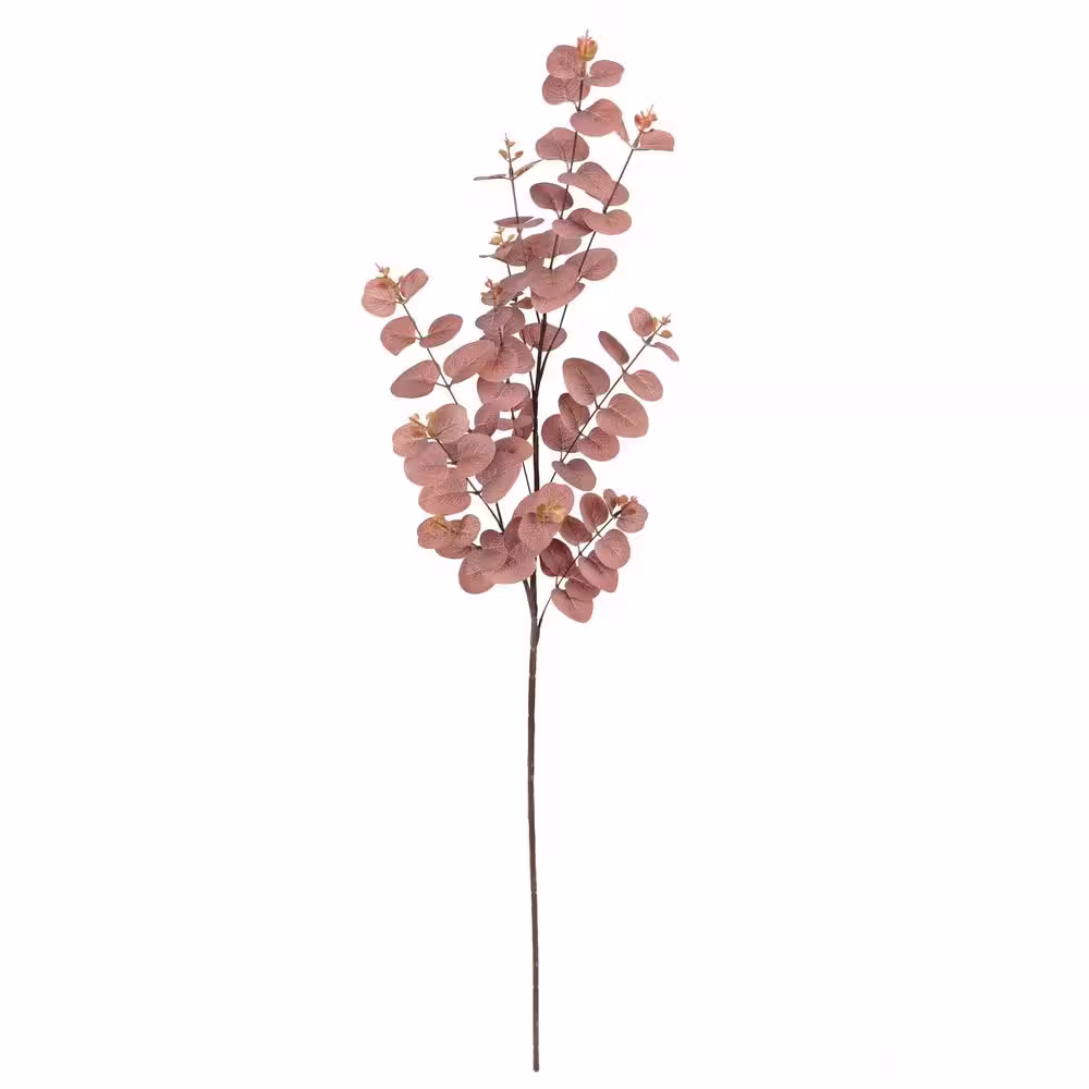 None 36 in. Brown Artificial Eucalyptus Leaf Stem Plant Greenery Foliage Spray Branch (Set of 3)
