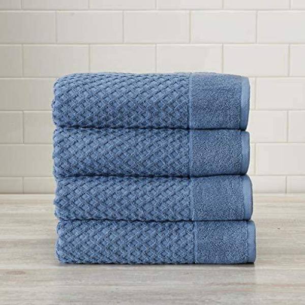 None 100% Cotton BLUE DIAMOND BATH TOWELS - (4 Pack)