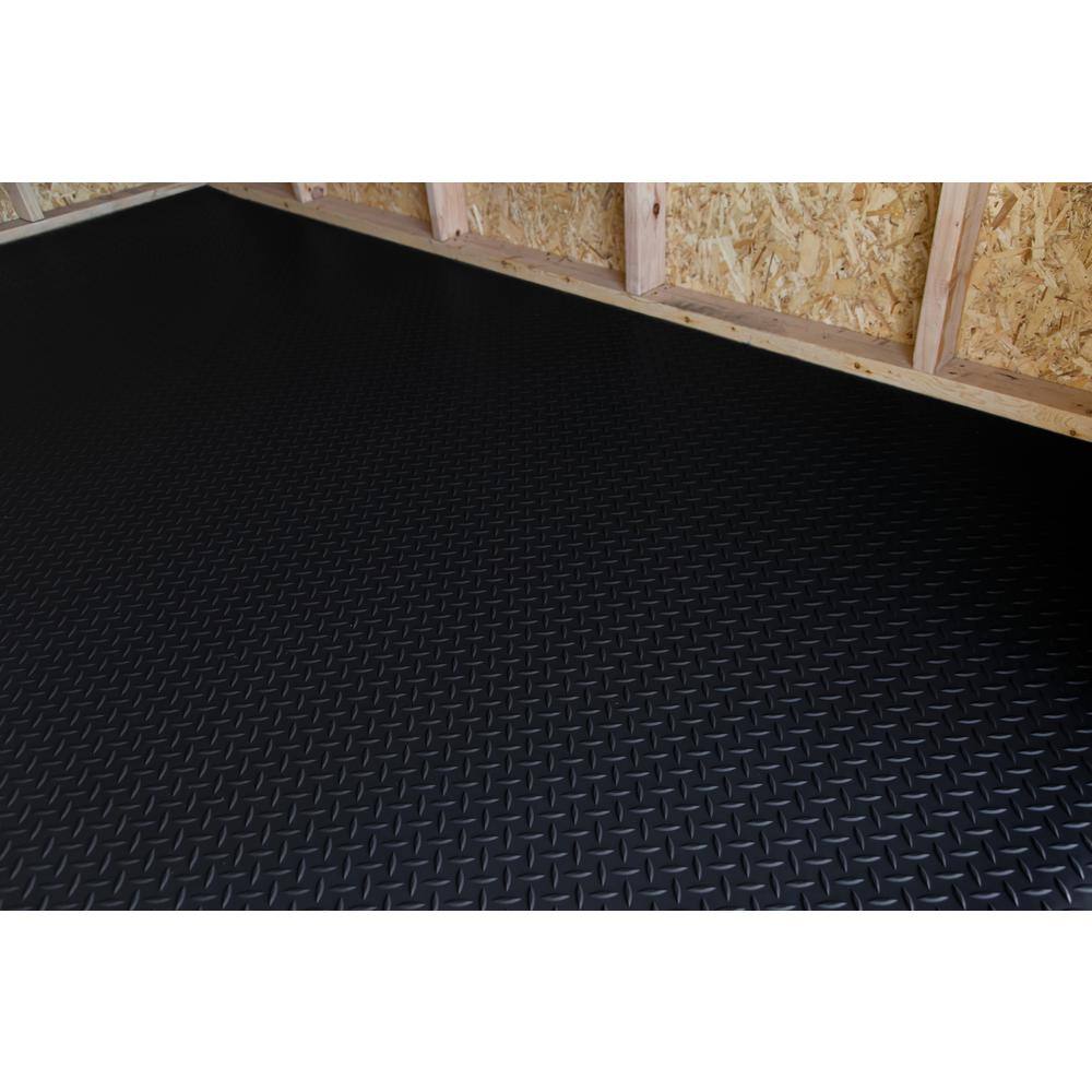G-Floor Shed Flooring Midnight Black Diamond Tread Commercial Vinyl Sheet Flooring (8 ft. W x 20 ft. L)