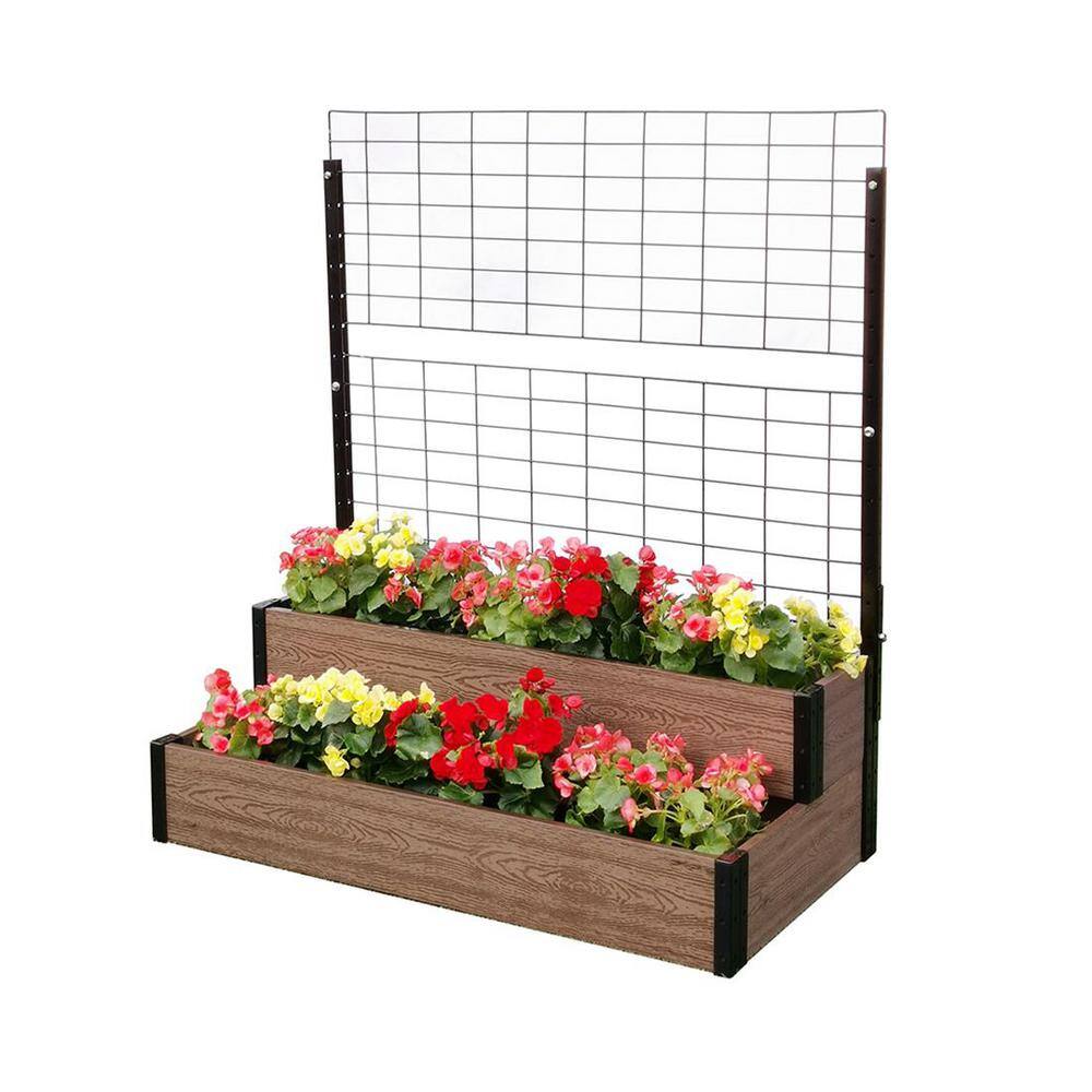 EverBloom Cascade Composite Board and Steel Raised Planter Garded Bed with Trellis
