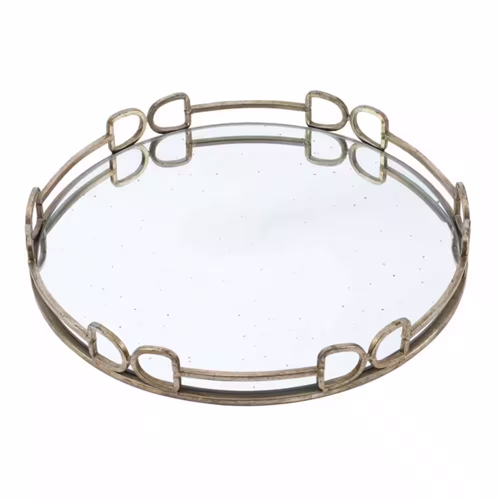 A & B Home 18 in. x 18 in. Decorative Tray in Rustic Silver